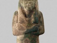Aeg F 50  Aeg F 50, Giseh, Spätzeit, Uschebti, Fayence, H 14,5 cm, B 5,3 cm, T 3,3 cm : Bestandskatalog Ägypten, Museumsfoto: Claus Cordes